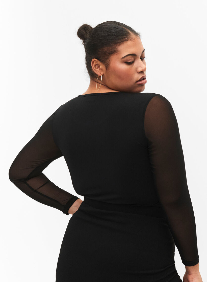 Obcisle bodystocking z siateczka, Black, Model image number 1