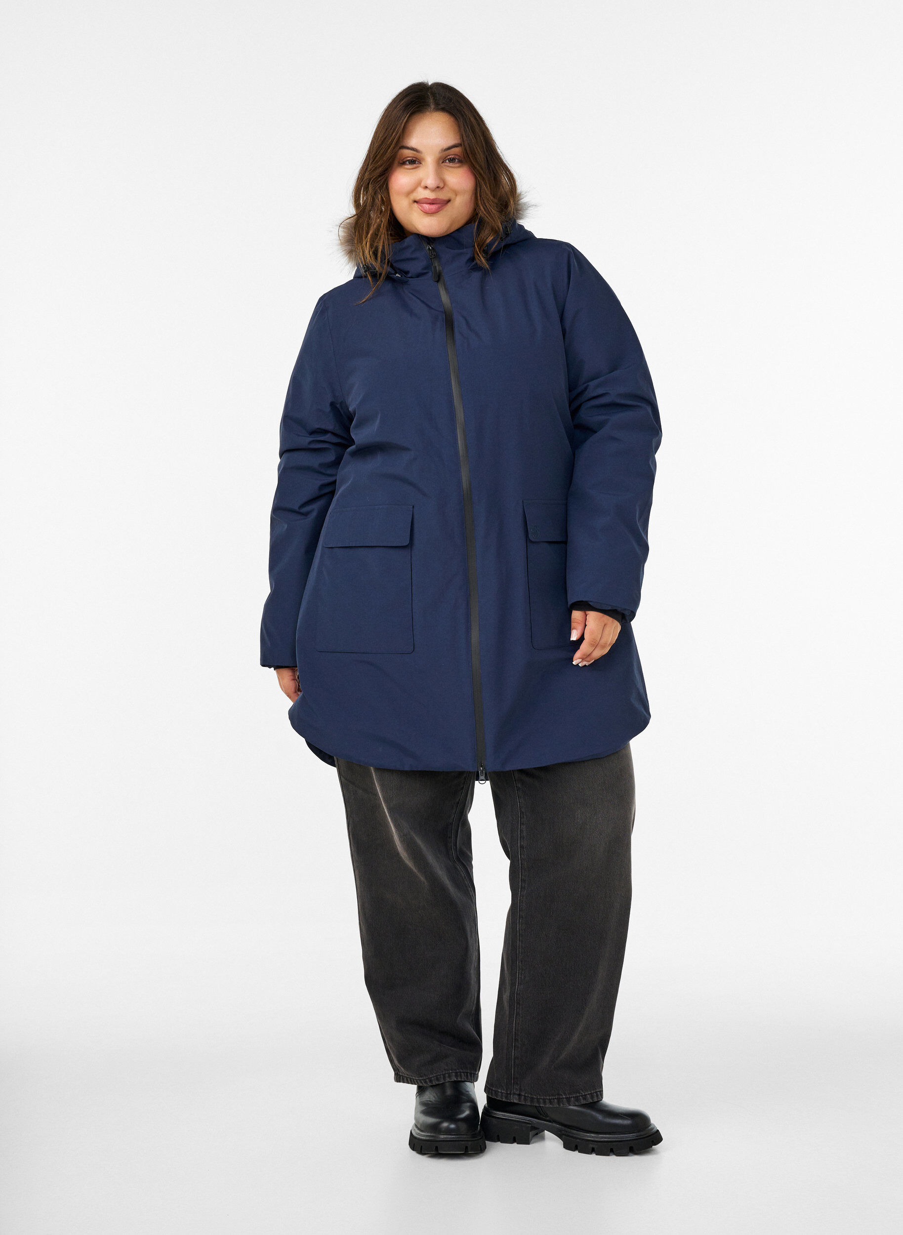 ZizziNieprzemakalna parka z kapturem, Niebieskie, Model image number 1