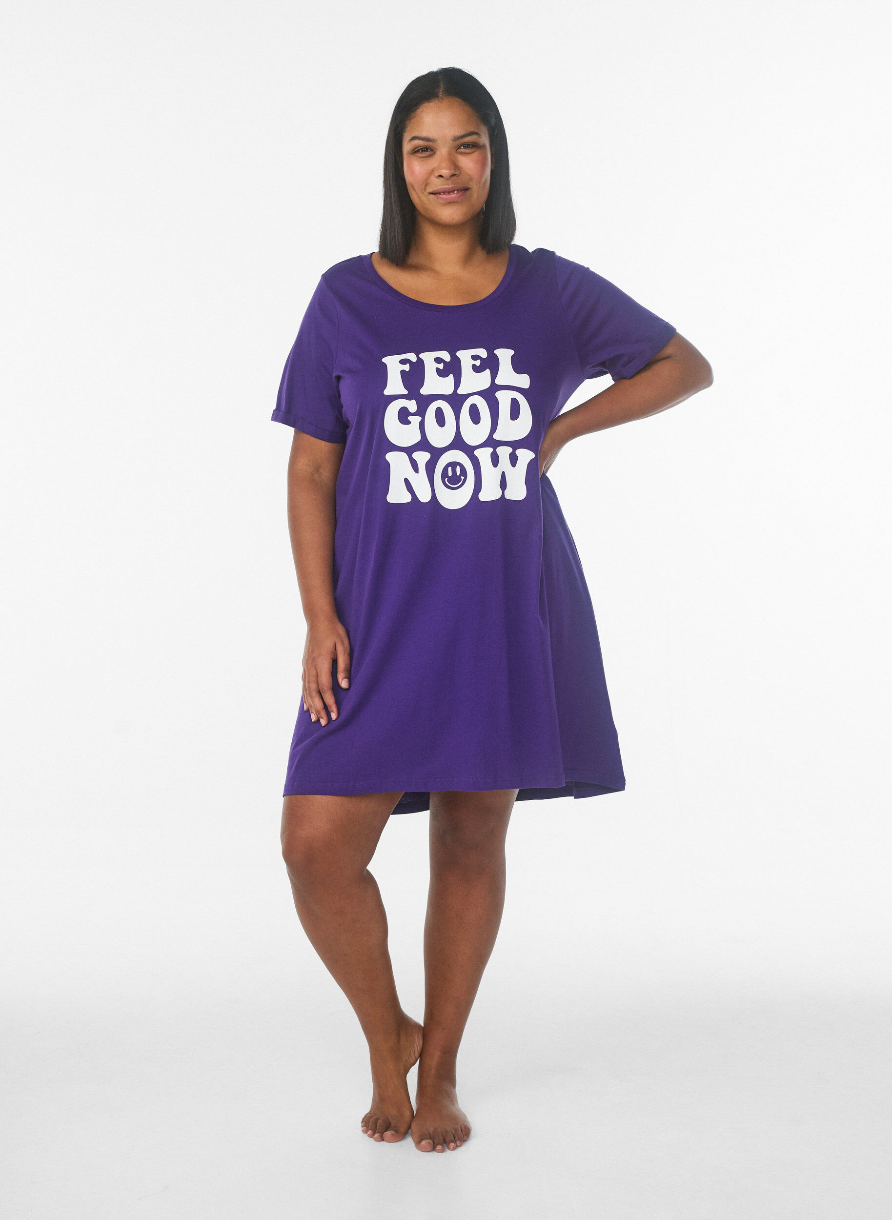 Zizzi Koszula nocna z kr&oacute;tkim rekawem, wykonana z bawelny organicznej, Niebieskie, Model image number 1