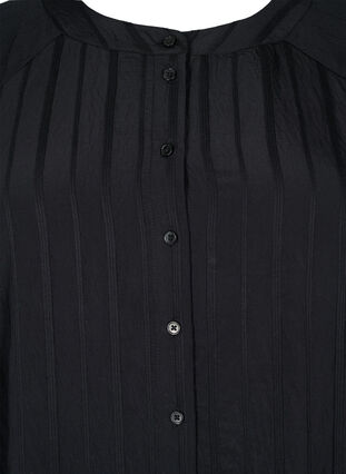 Dluga koszula z wiskozy ze struktura w paski, Black, Packshot image number 2