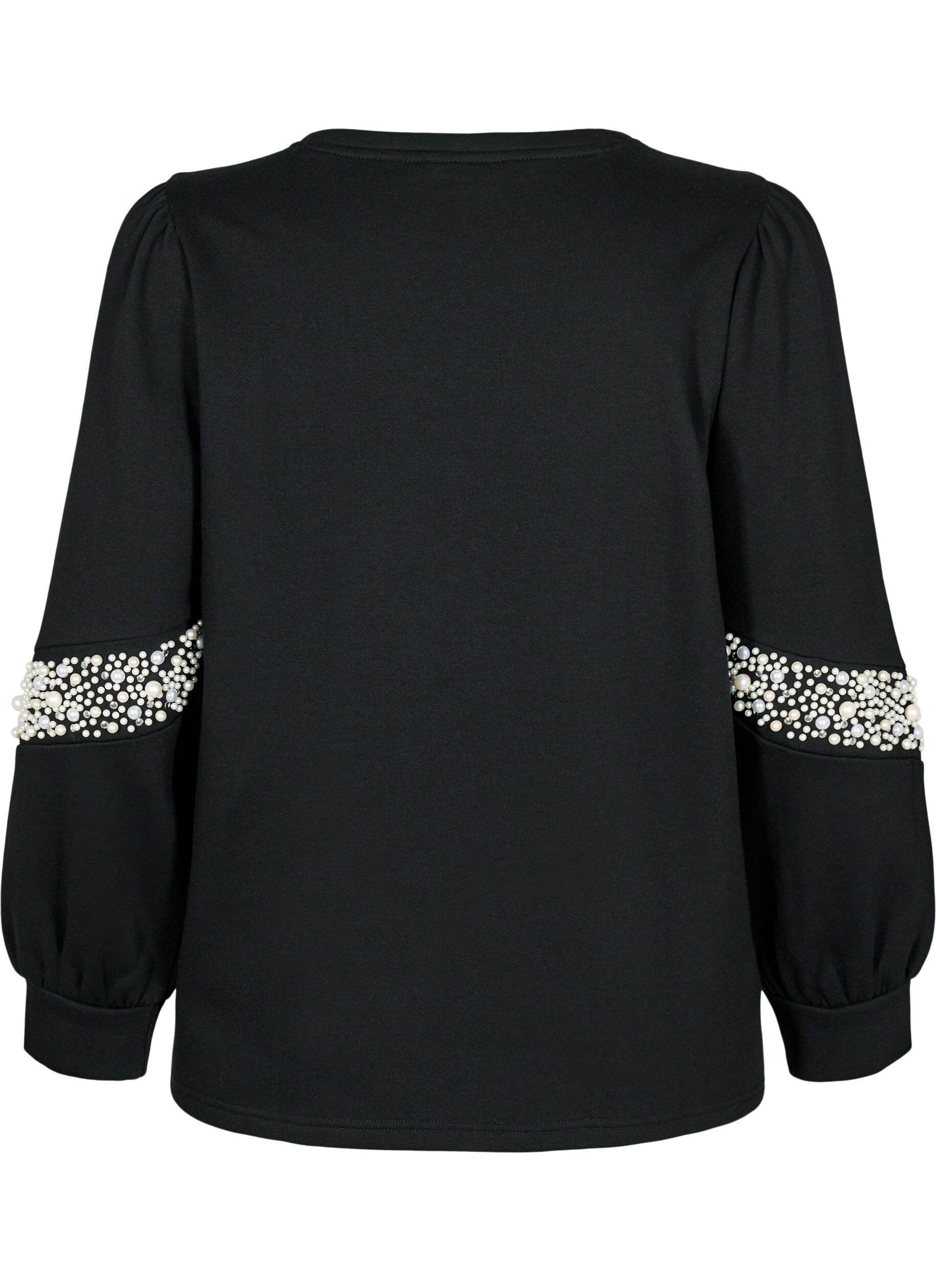 Zizzi Bluza z perlowymi detalami, Black, Packshot image number 1
