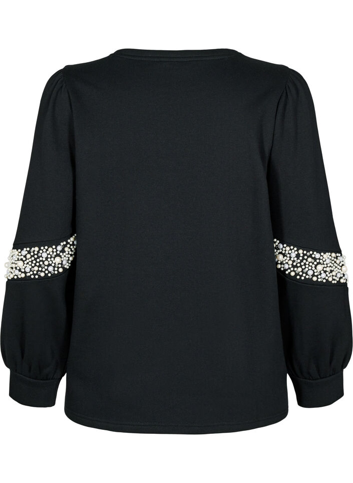 Bluza z perlowymi detalami, Black, Packshot image number 1