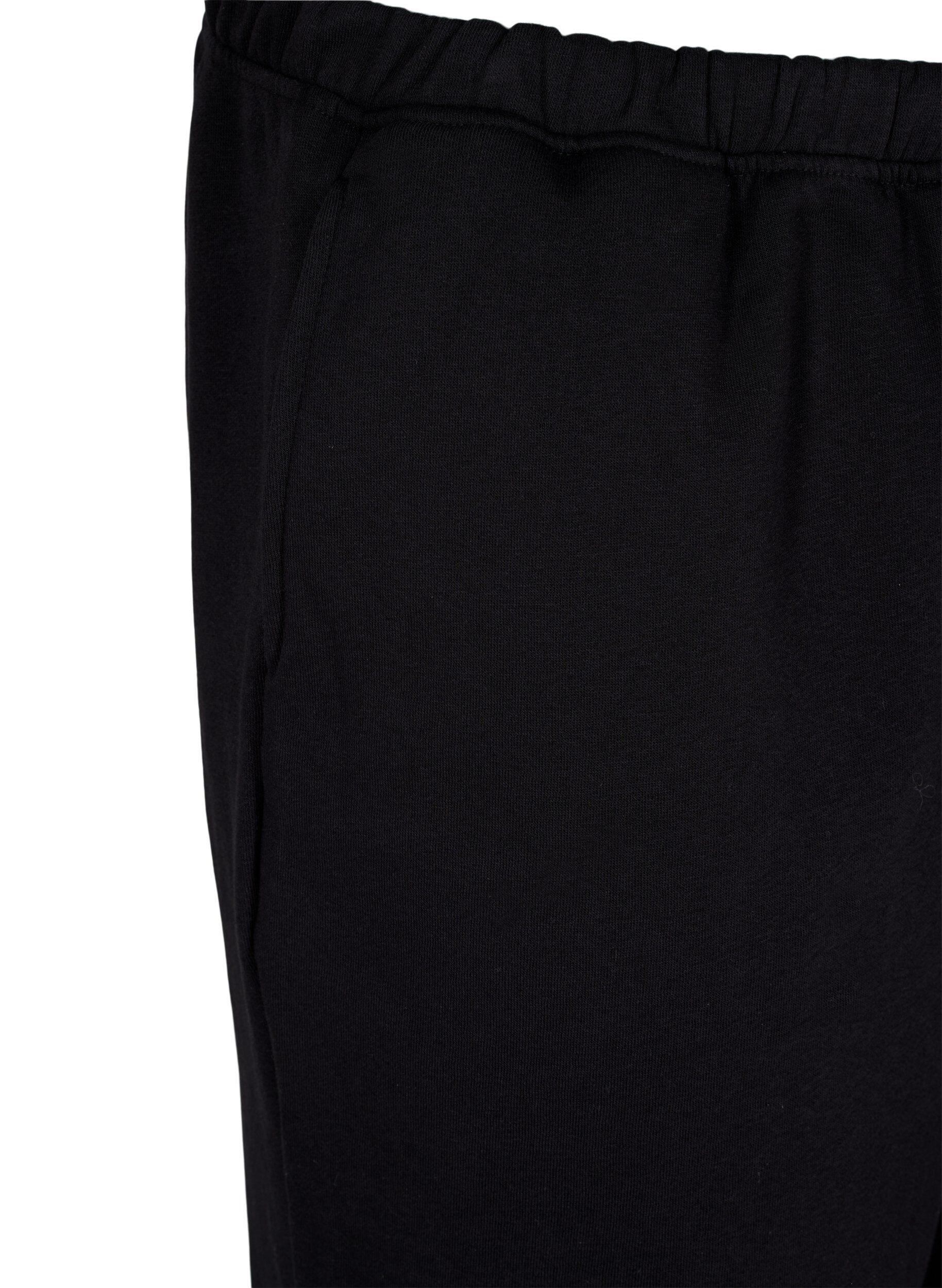 ZizziLoose cotton trousers with pockets, Black, Packshot image number 2