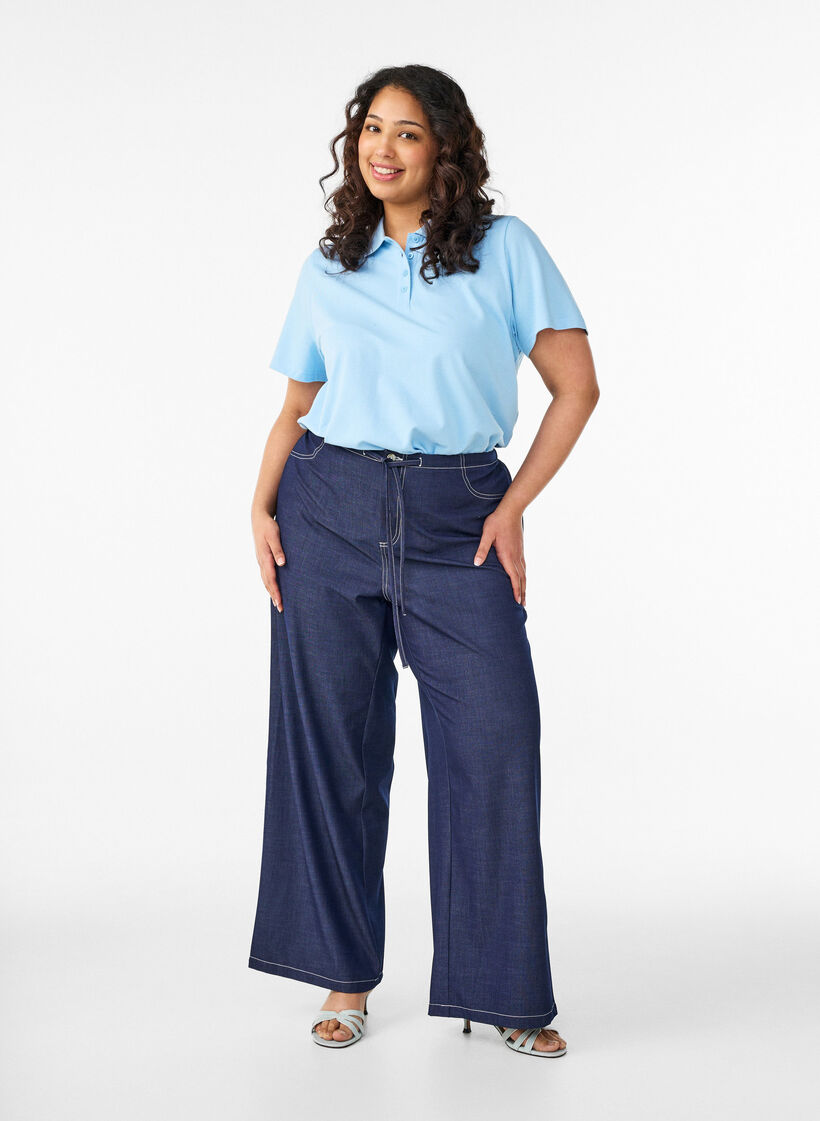 Koszulka polo z kr&oacute;tkim rekawem, Niebieskie, Model image number 1