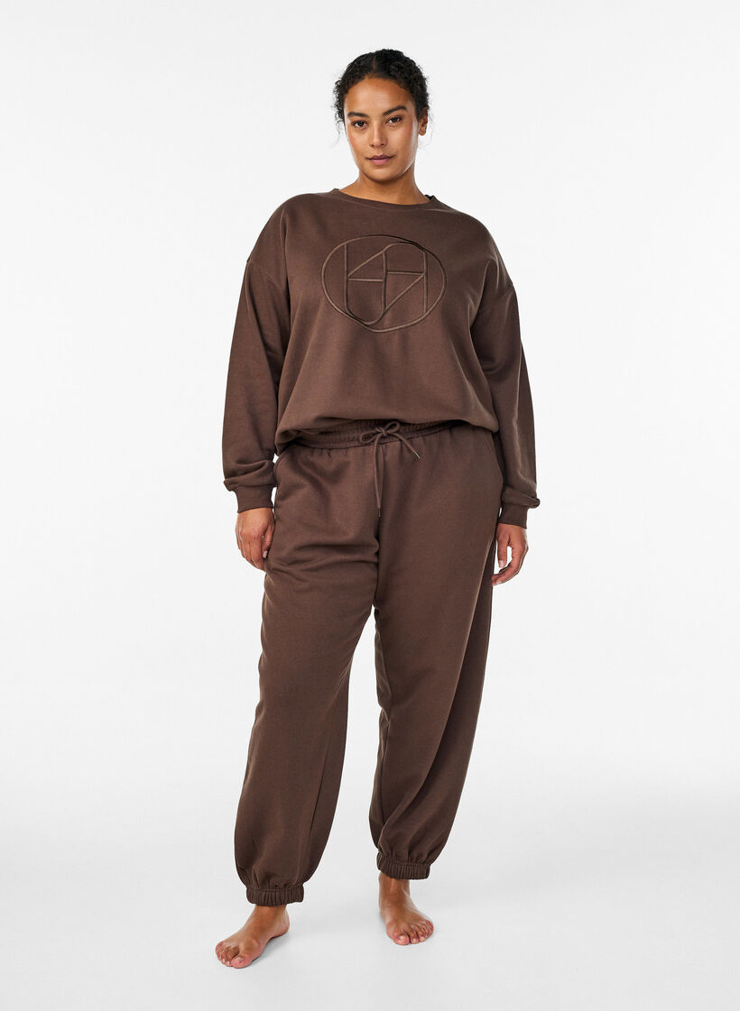 Bluza z motywem, Brązowy, Model image number 1