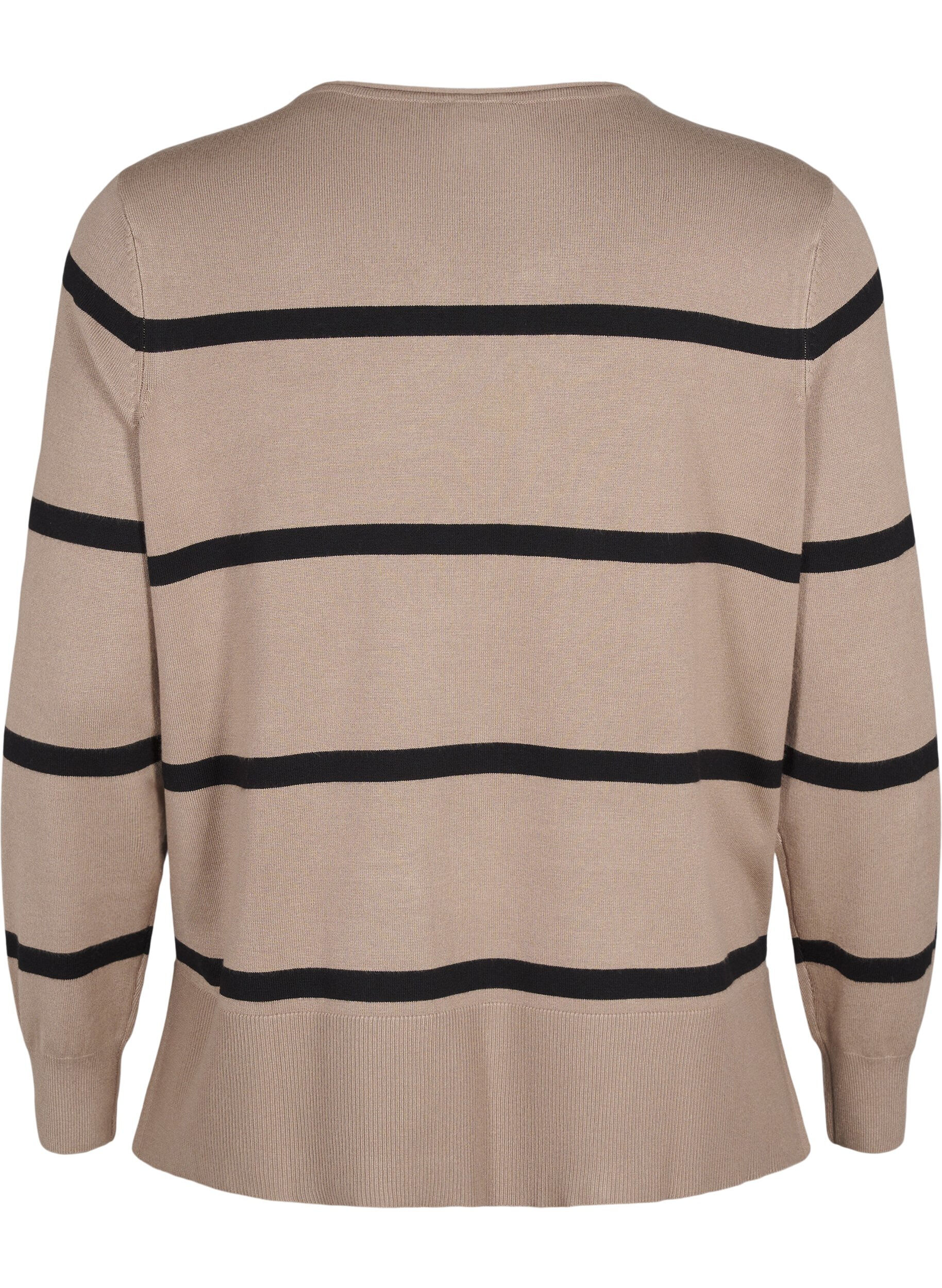 Zizzi Dzianinowa bluzka z wiskozy w paski, Szary, Packshot image number 1