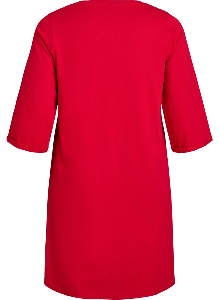 Koszula nocna z bawelny organicznej z motywem swiatecznym, Czerwony, Packshot image number 1