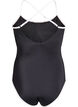 Sportowy kostium kapielowy z lam&oacute;wka i krzyzowanymi ramiaczkami, Czarne, Packshot image number 1