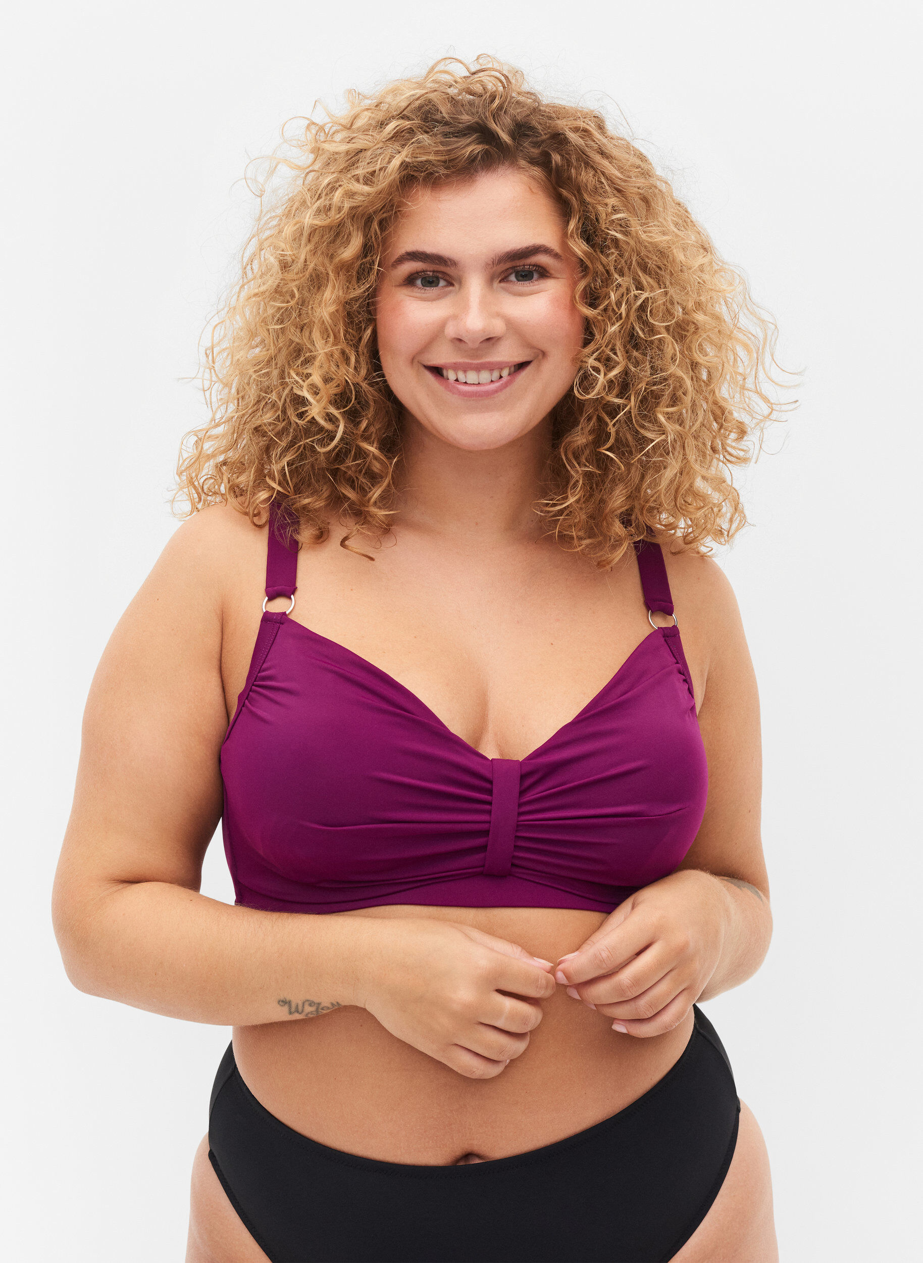 Zizzi Bikini top with underwire, Dark Purple, Model image number 0