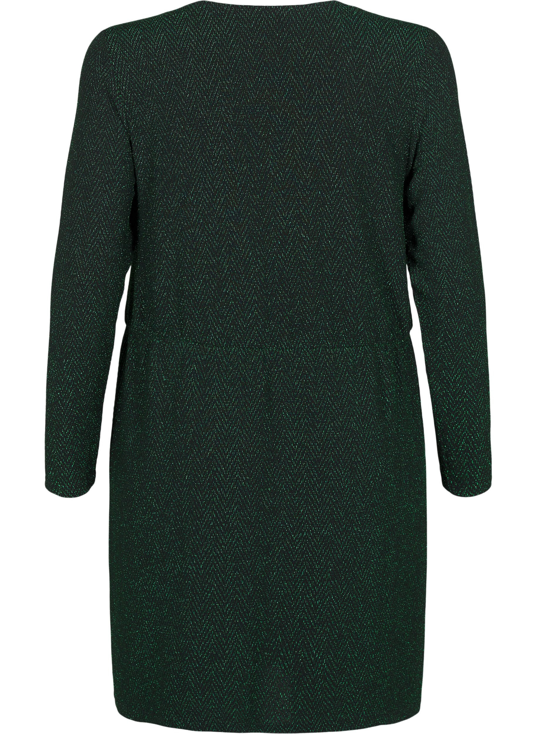 Zizzi Blyszczaca sukienka w zygzaki, Scarab ZigZagShimmer, Packshot image number 1