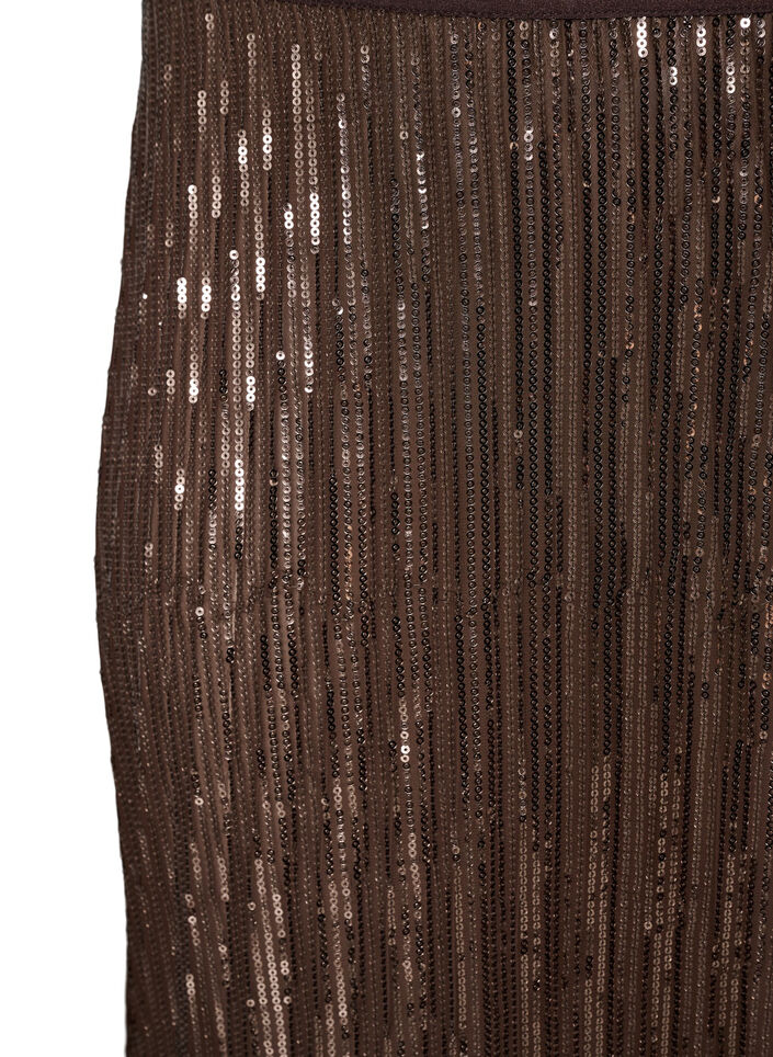 Trapezowa cekinowa sp&oacute;dnica midi, Brązowy, Packshot image number 2