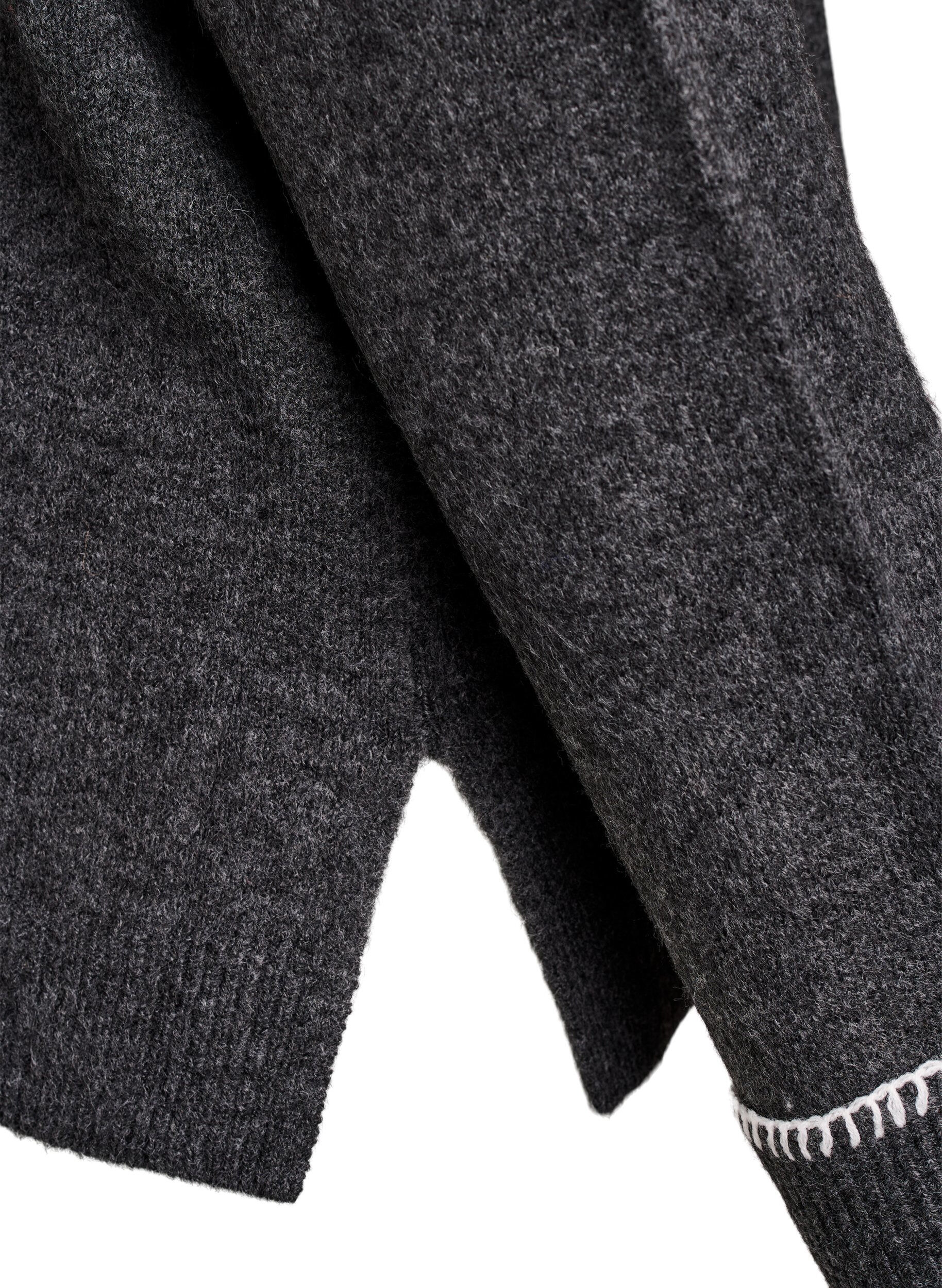 Zizzi Dzianinowa bluzka z wysokim dekoltem i kontrastowymi detalami, Ciemnoszary, Packshot image number 3