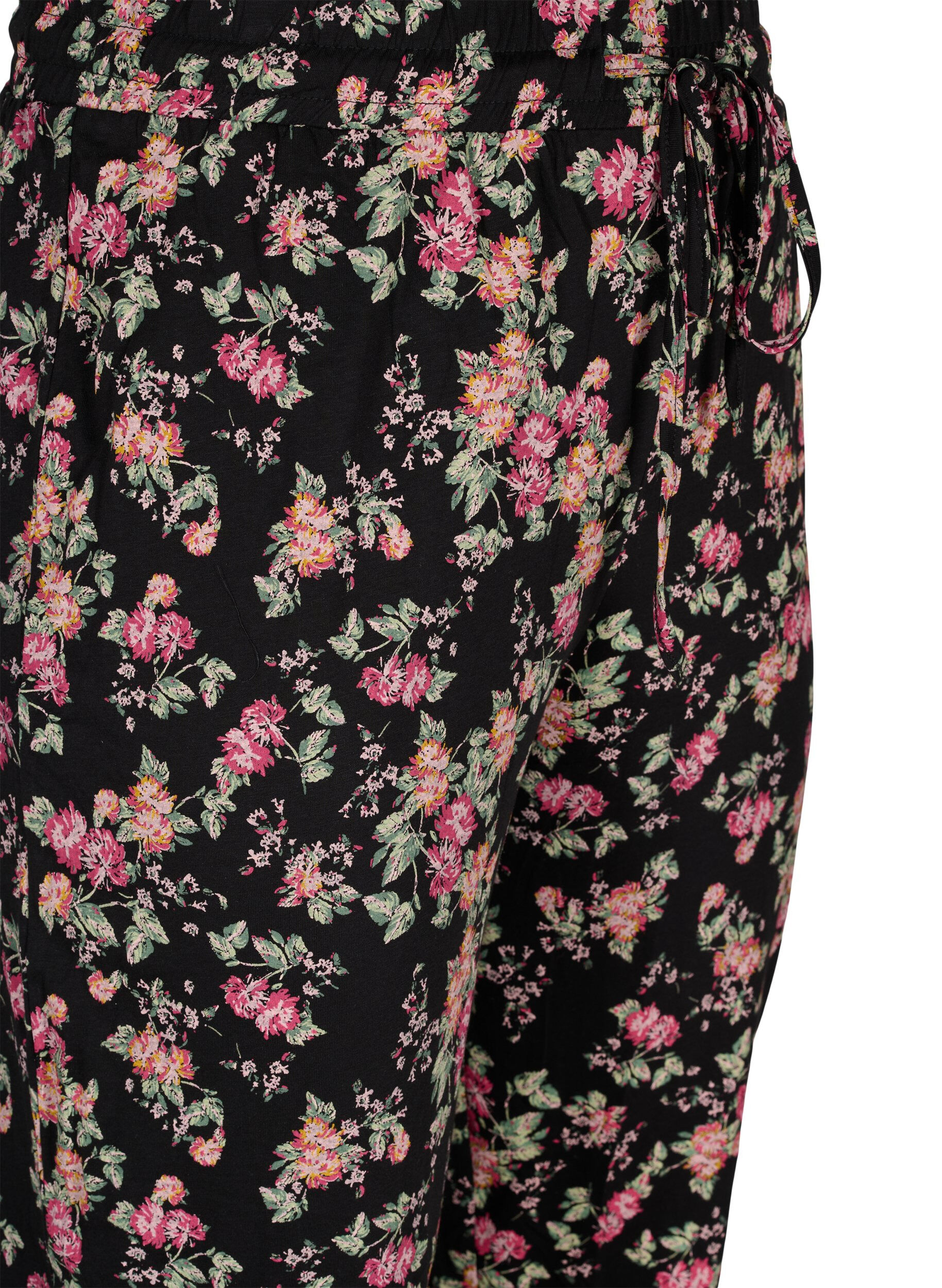 Zizzi Pyjama bottoms , Black Pink Oran Flow, Packshot image number 2