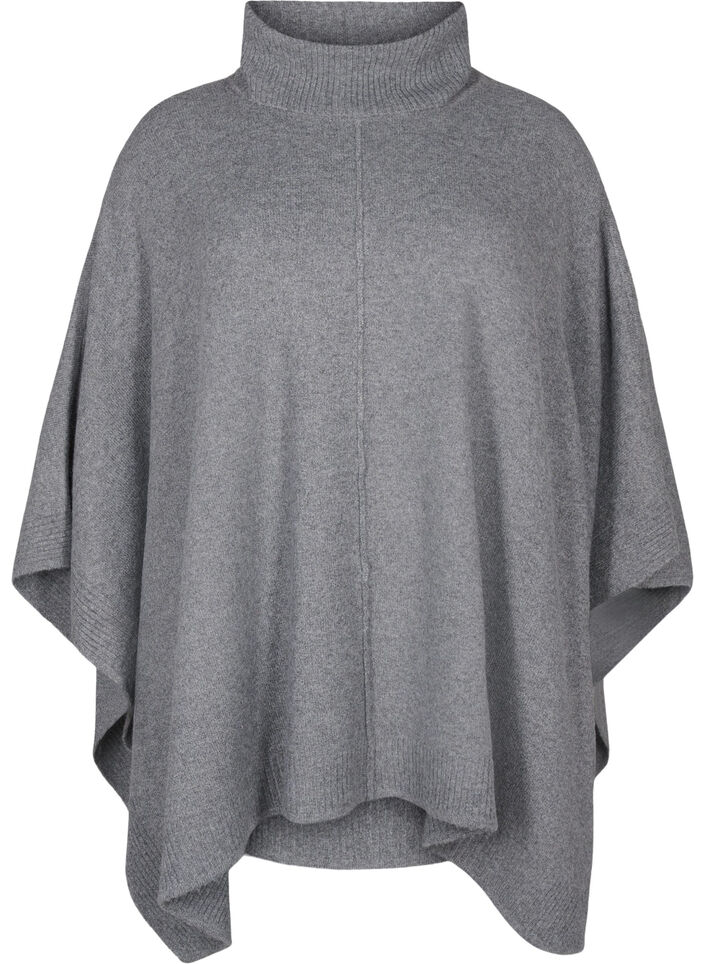 Poncho z golfem, Medium Grey Melange, Packshot image number 0