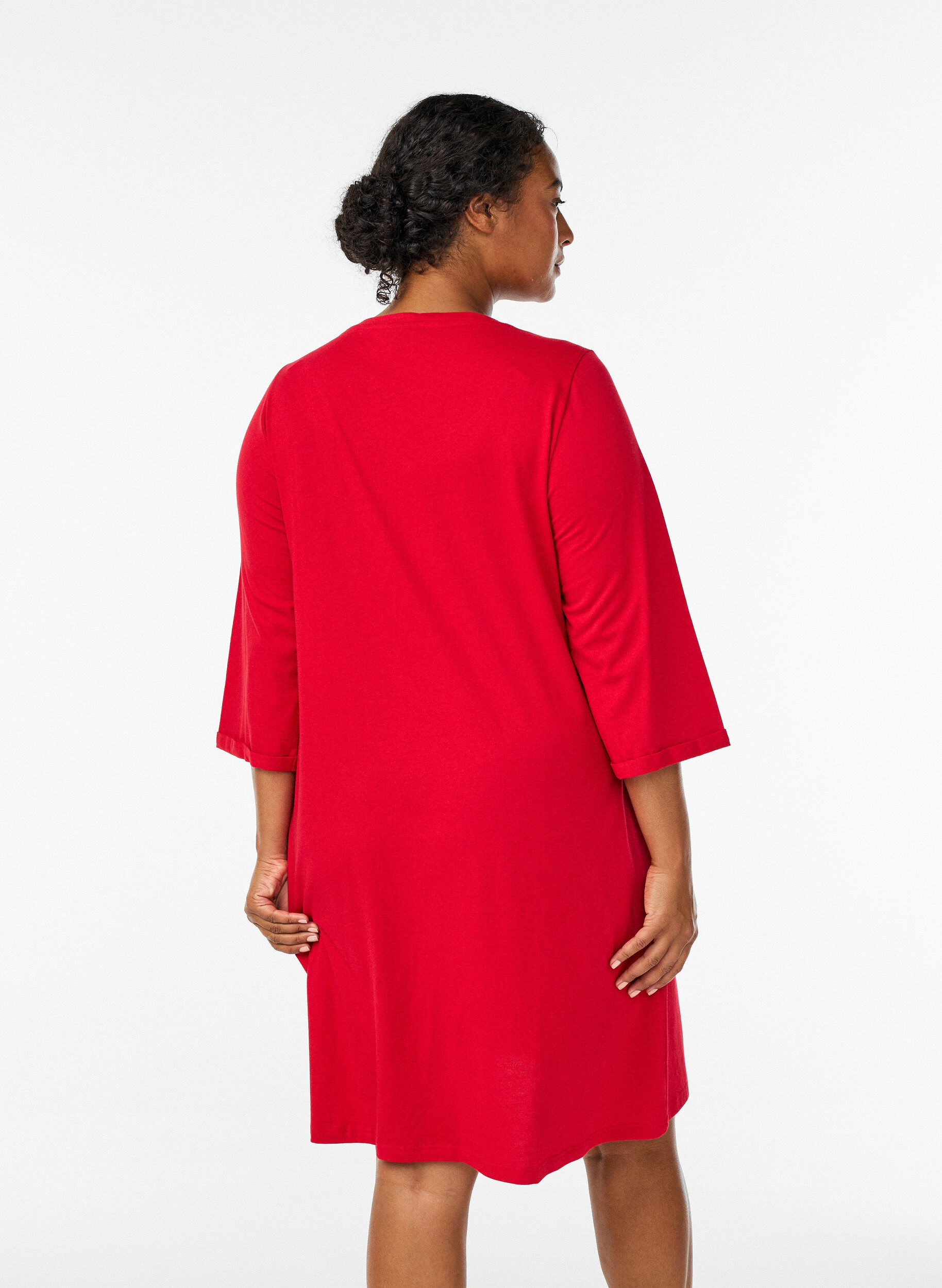 Zizzi Koszula nocna z bawelny organicznej z motywem swiatecznym, Czerwony, Model image number 2