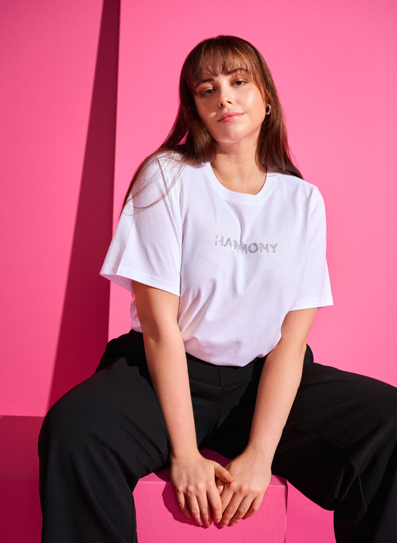 Koszulka z bawelny organicznej z napisem, White HARMONY, Image image number 0