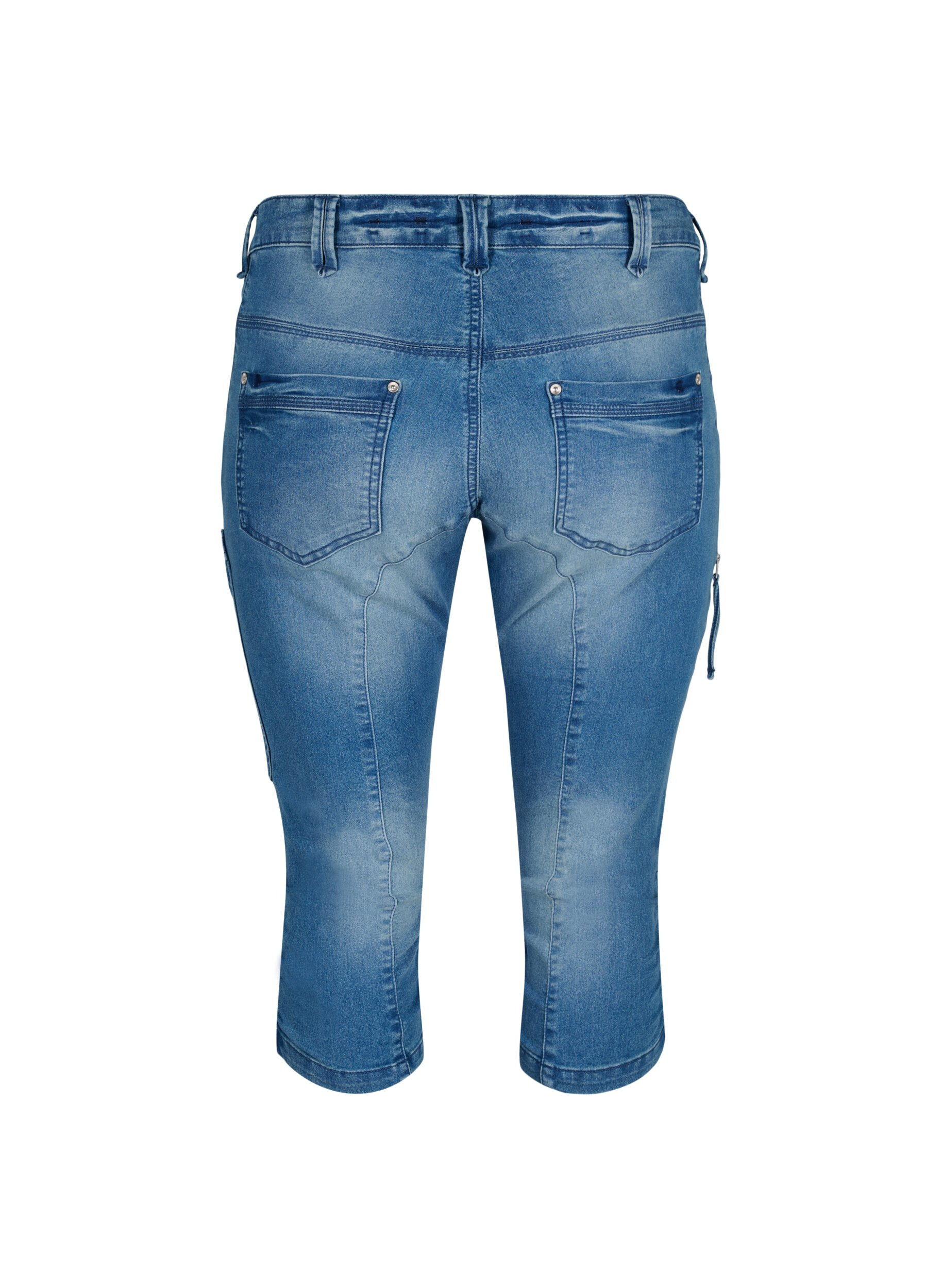Zizzi Jeansy capri o dopasowanym kroju z kieszeniami, Niebieskie, Packshot image number 1