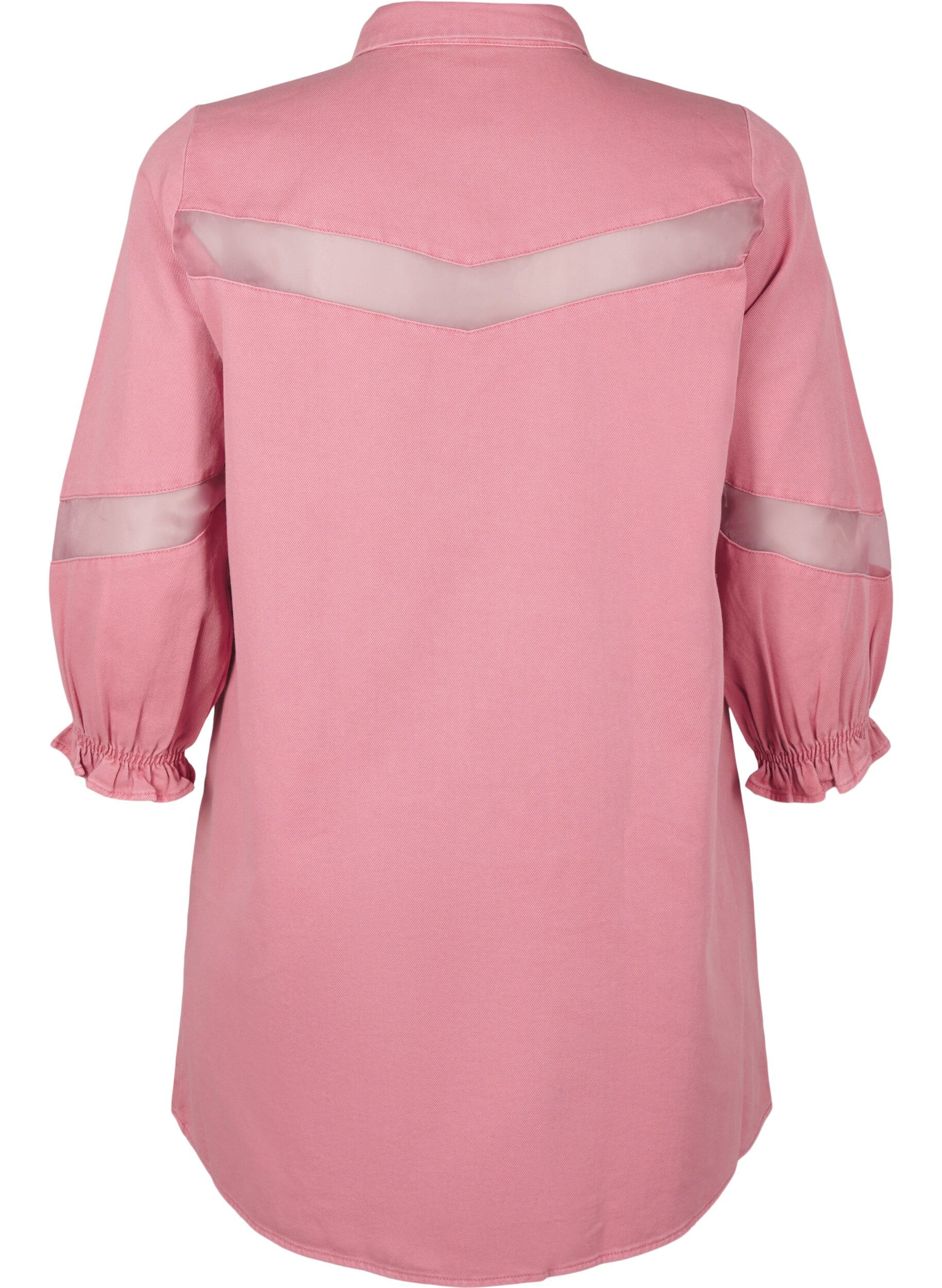 Zizzi Kolorowa dzinsowa sukienka koszulowa z detalami z siateczki, Heather Rose, Packshot image number 1