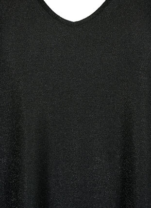 Brokatowa bluzka z rekawami 3/4, Black Black, Packshot image number 2