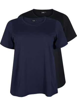 FLASH – 2-pack koszulki z okraglym dekoltem, Navy Blazer/Black, Packshot image number 0
