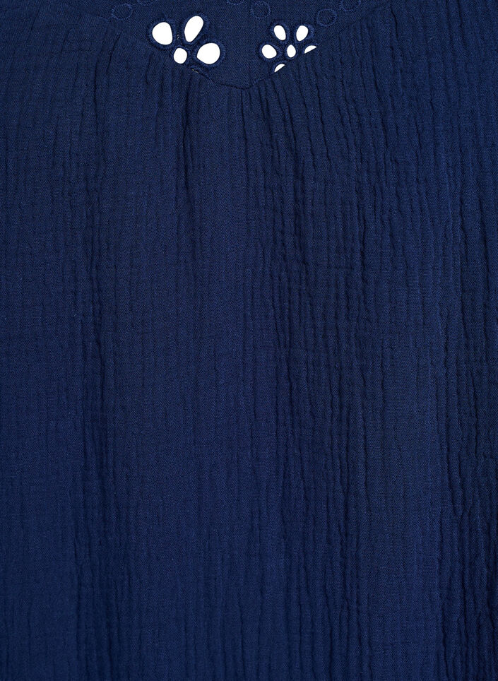 Bluzka z muslinu bawelnianego z haftem anglaise i rekawem 1/2, Niebieskie, Packshot image number 2