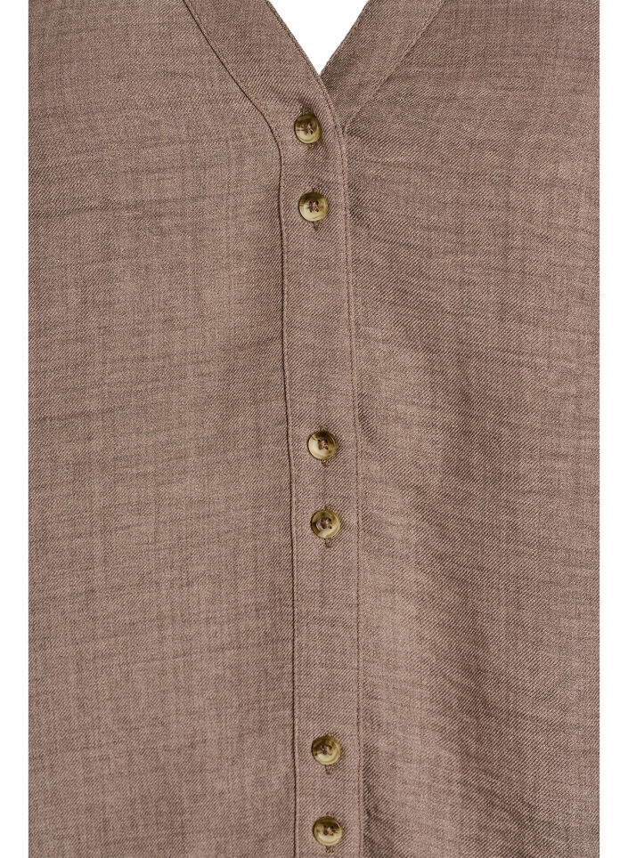 Bluzka koszulowa z dekoltem w szpic i kr&oacute;tkimi rekawami, Brązowy, Packshot image number 2