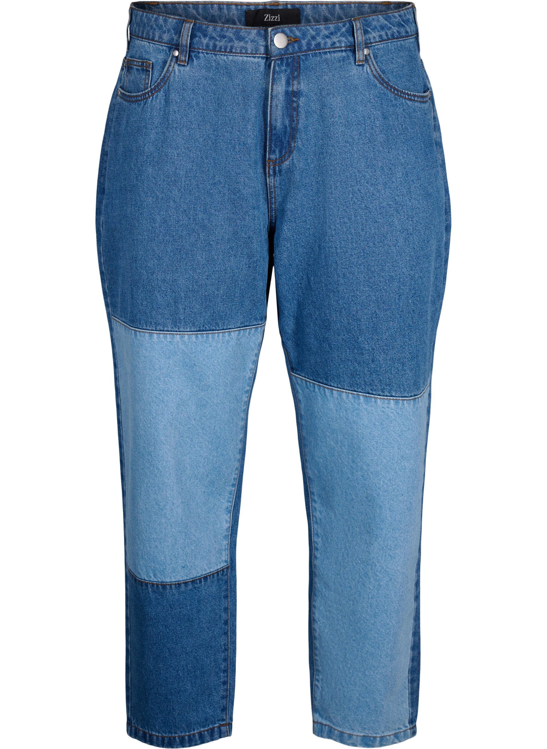 Zizzi  Jeansy Mille typu mom fit z kolorowymi blokami i wysokim stanem, Light Blue Denim, Packshot image number 0