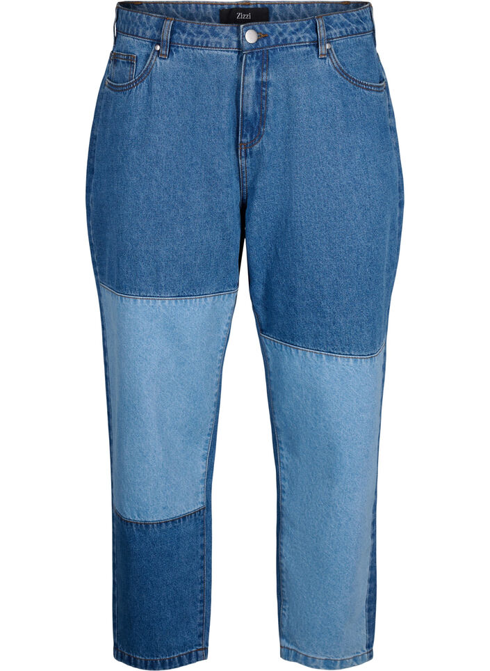  Jeansy Mille typu mom fit z kolorowymi blokami i wysokim stanem, Light Blue Denim, Packshot image number 0