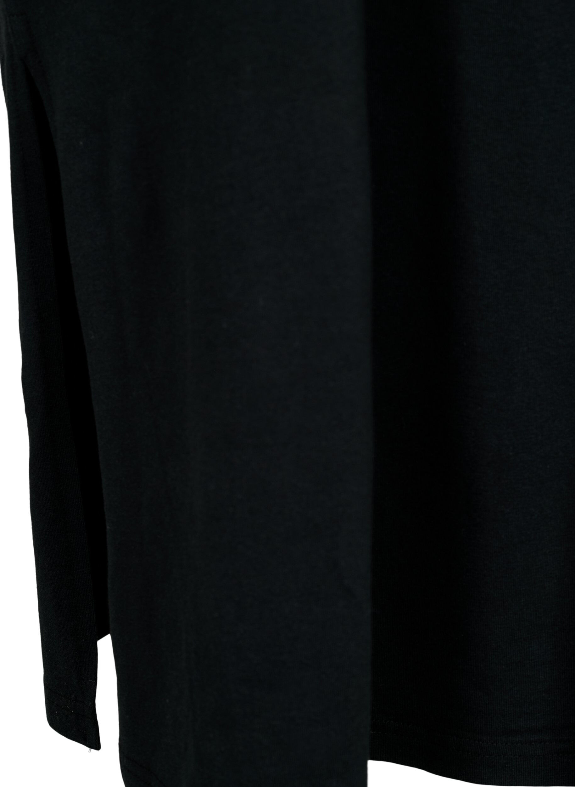 ZizziBawelniana sukienka z kr&oacute;tkimi rekawami i rozcieciem, Black, Packshot image number 3