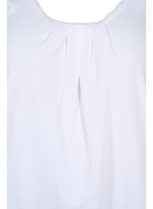 Bawelniany top z okraglym dekoltem i koronkowym wykonczeniem, Bright White, Packshot image number 2