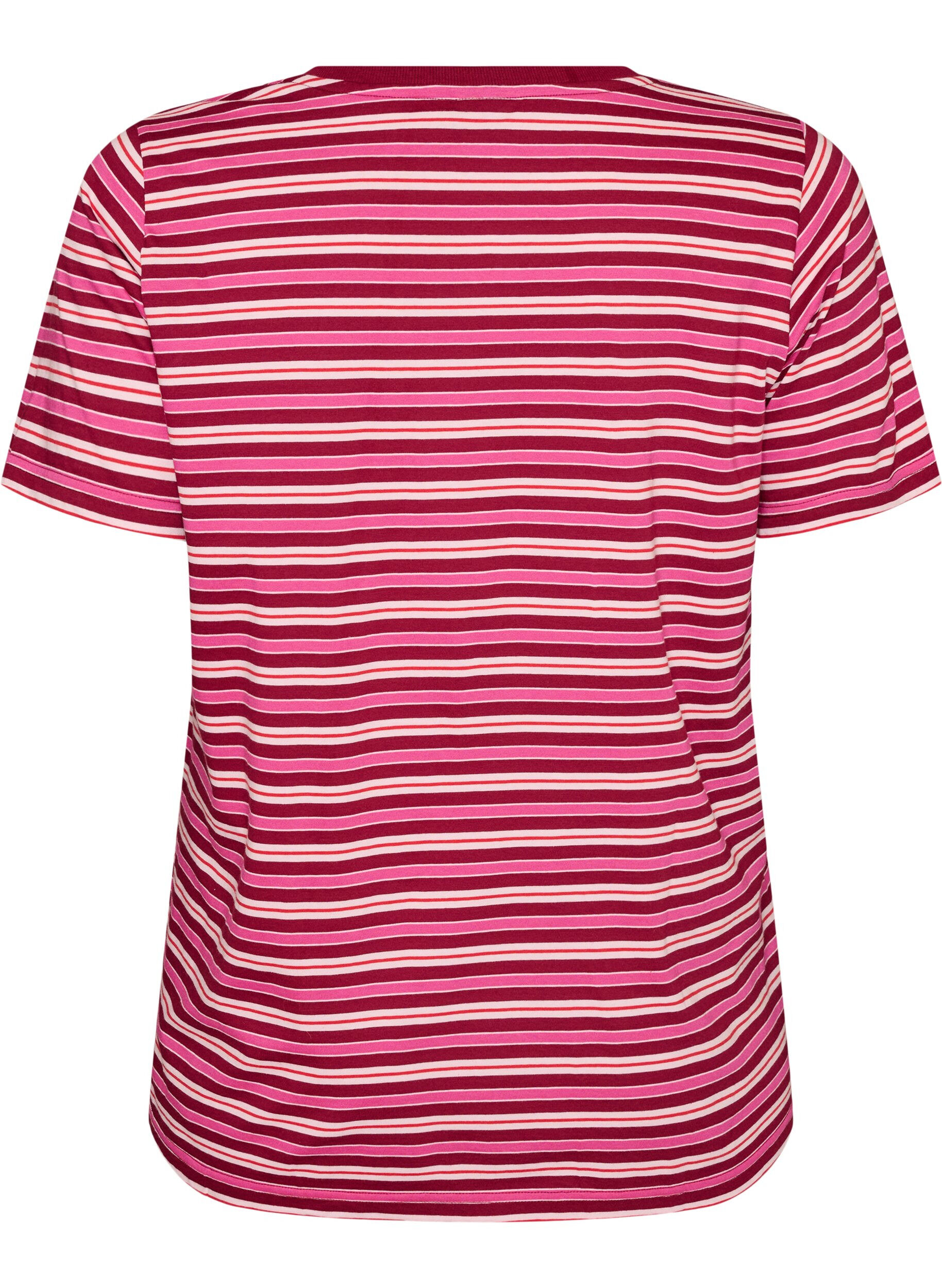 ZizziT-shirt w paski z bawelny organicznej, Czerwony, Packshot image number 1