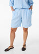 Szorty w paski z lnu i wiskozy, Niebieskie, Model image number 3