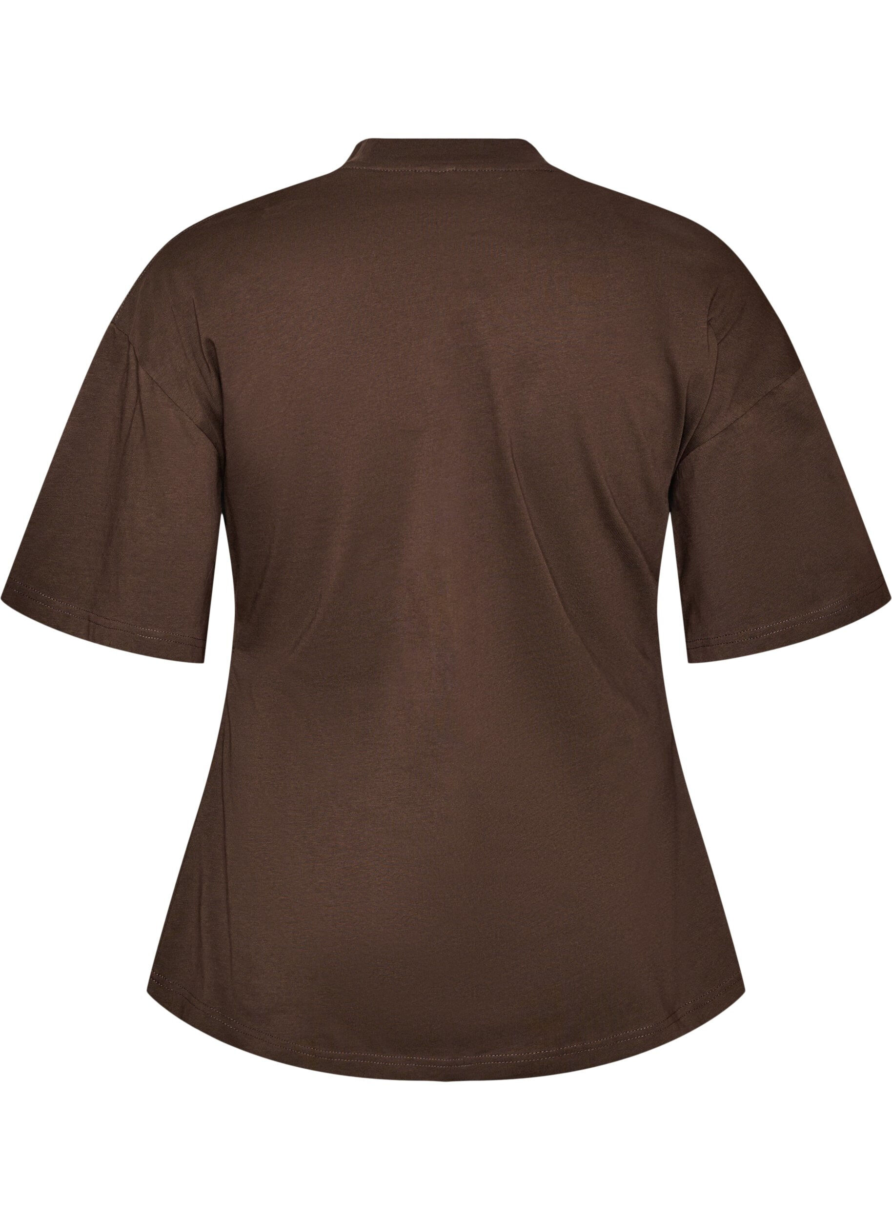 ZizziT-shirt z drapowaniem, Brązowy, Packshot image number 1