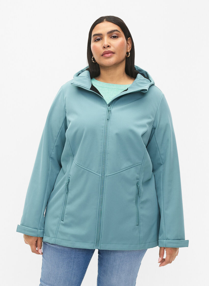 Krótka kurtka softshell z kieszeniami, Arctic, Model image number 0