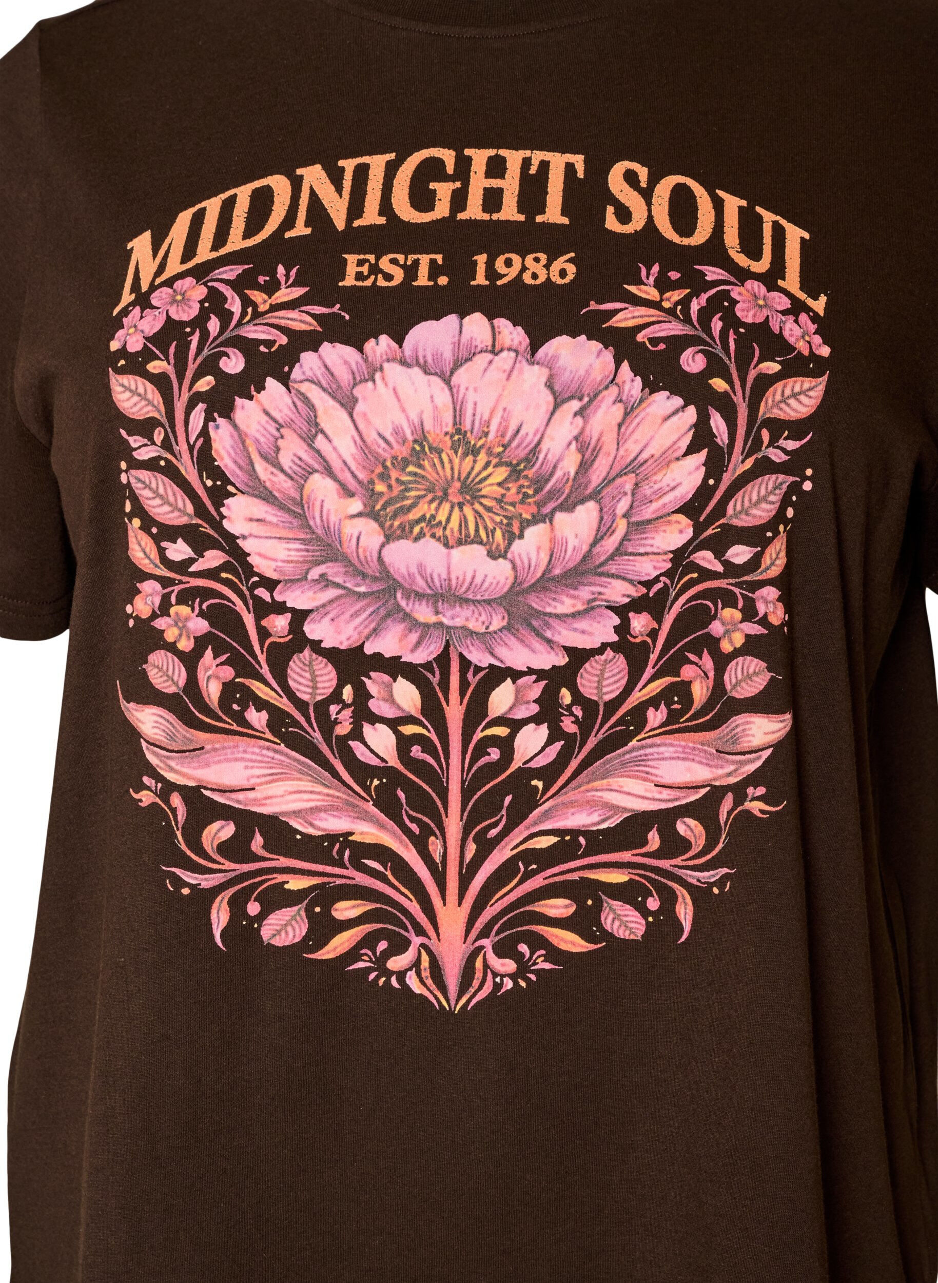 ZizziKoszulka z bawelny organicznej z nadrukiem z przodu, Brązowy, Packshot image number 2