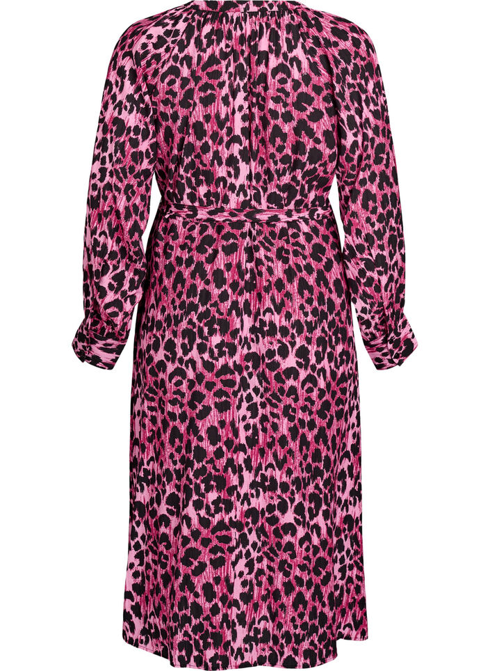 Sukienka midi zapinana na guziki z pasem do wiazania, Różowy, Packshot image number 1