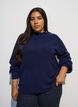 Prazkowany sweter z bufiastymi rekawami i guzikami, Niebieskie, Model image number 0