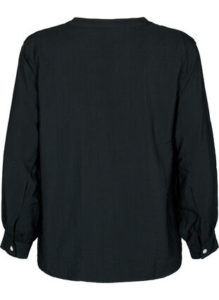 Wiskozowa bluzka koszulowa z marszczeniami, Black, Packshot image number 1