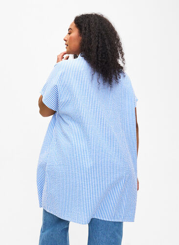 Dluga bawelniana koszula w paski, Light Blue Stripe, Model image number 1