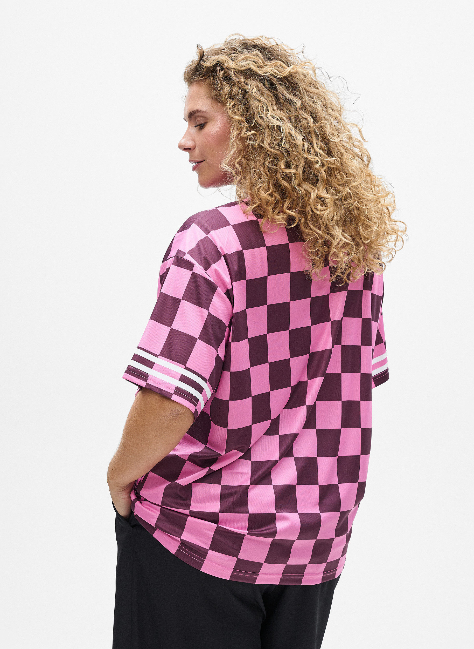 Zizzi Sportowa koszulka w paski z motywem tekstowym, Czerwony, Model image number 2