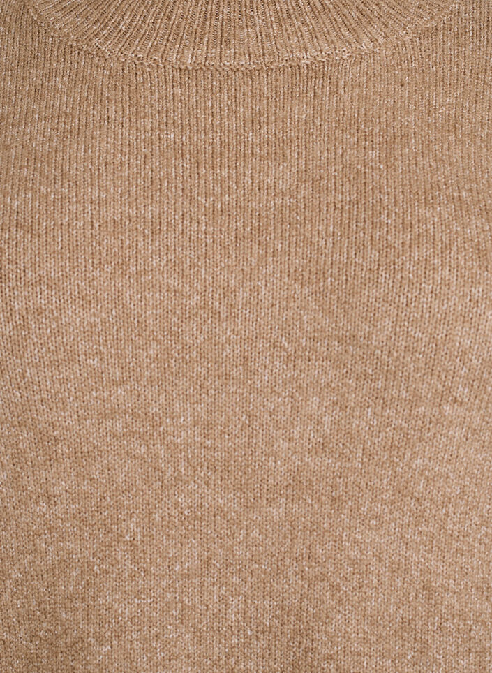 Dzianinowa sukienka z kontrastowymi szwami, Brązowy, Packshot image number 2