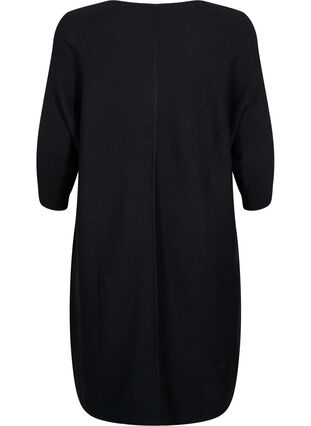 Prazkowana sukienka z rekawem 3/4, Black, Packshot image number 1