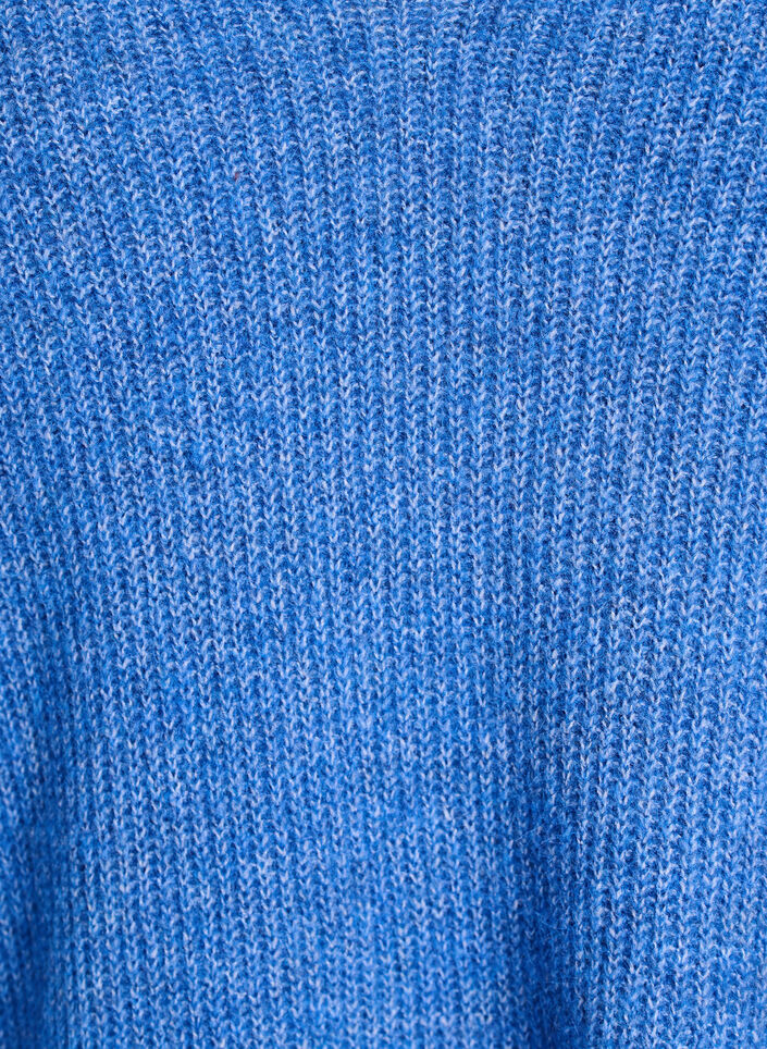 Dzianinowa bluzka z dekoltem w szpic i raglanowymi rekawami, Niebieskie, Packshot image number 2