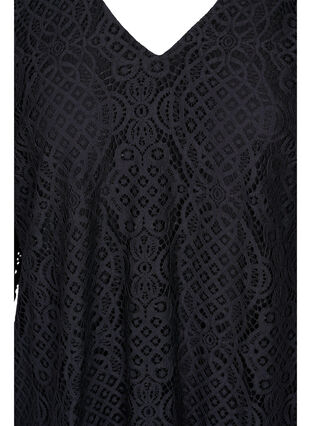 Koronkowa bluzka z dlugim rekawem i dekoltem w szpic, Black, Packshot image number 2