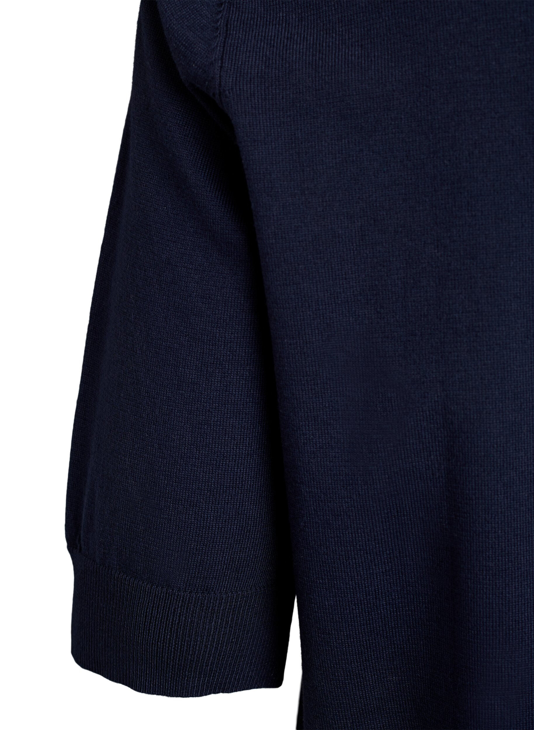 Zizzi Cienko dzianinowa bluzka z kr&oacute;tkimi rekawami, Niebieskie, Packshot image number 3