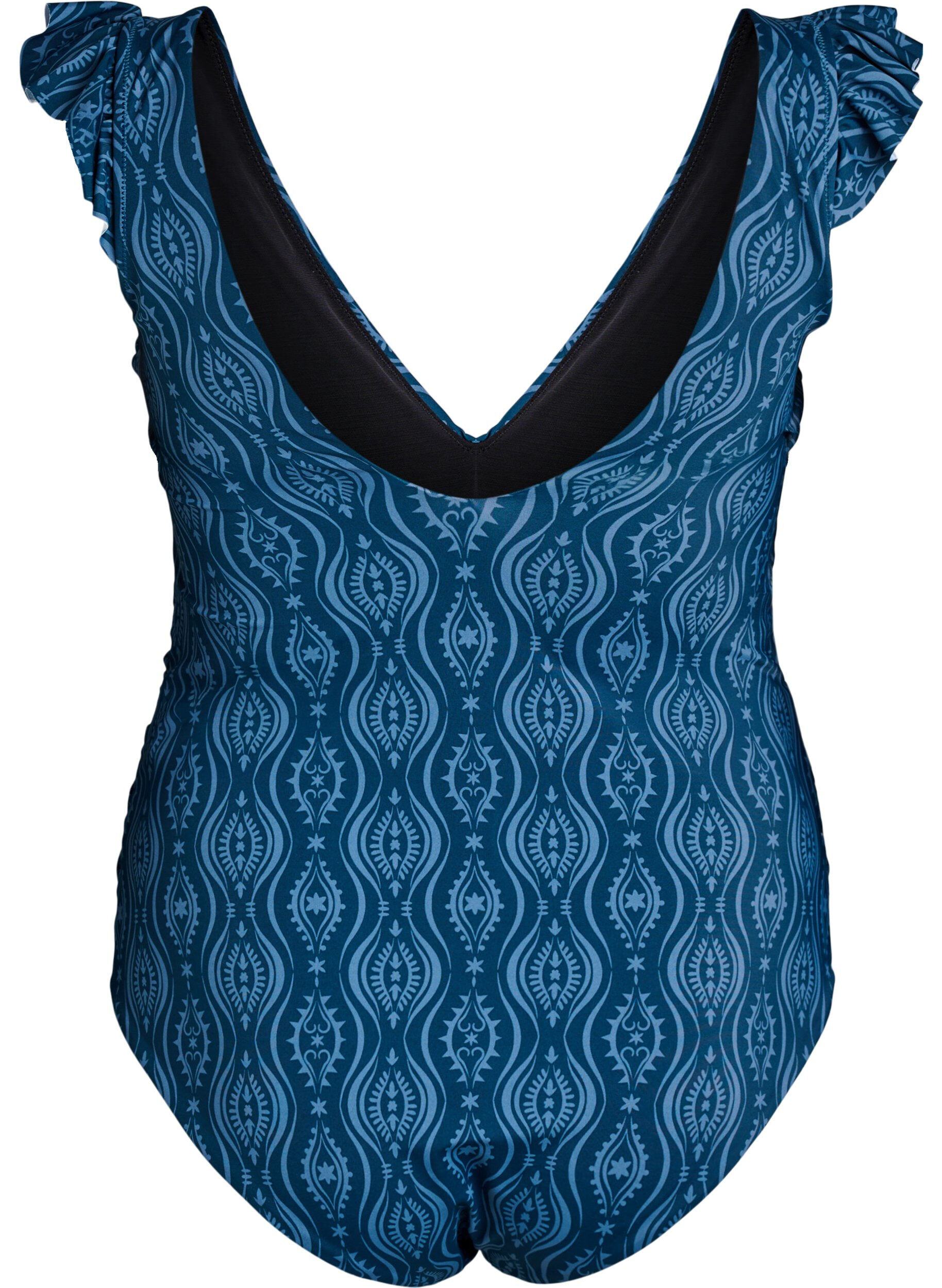 Zizzi Strojny kostium kapielowy z falbankami i marszczeniami, Niebieskie, Packshot image number 1