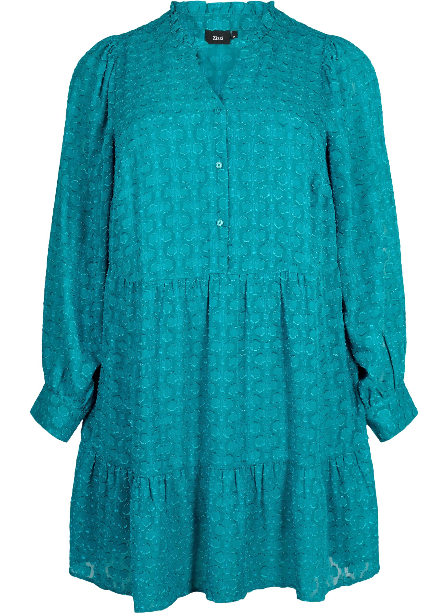 Zizzi Zakardowa sukienka z kolnierzykiem z falbana, Deep Lake, Packshot image number 0