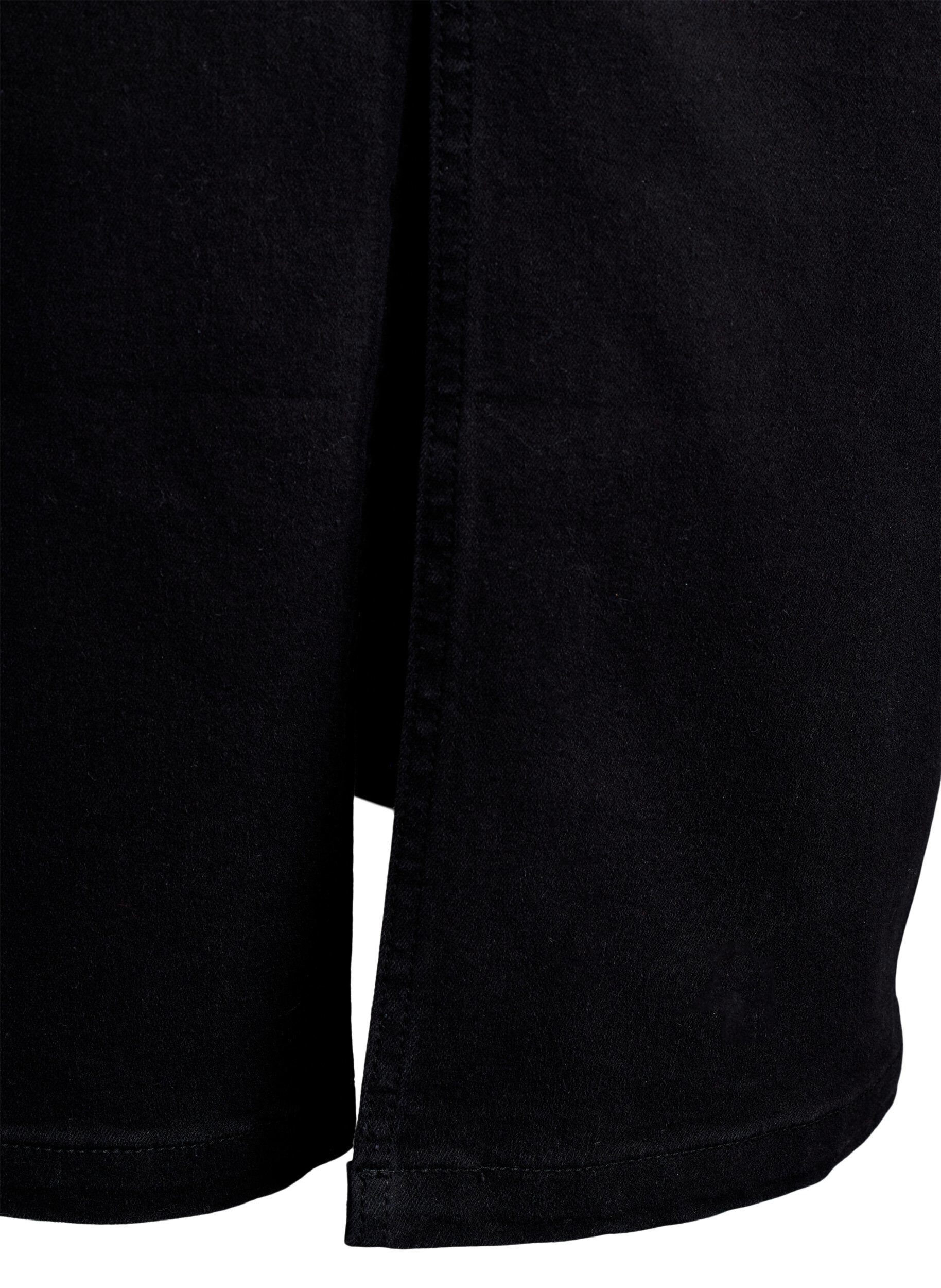 Zizzi Jeansowa sp&oacute;dnica midi z rozcieciem z przodu, Czarne, Packshot image number 4