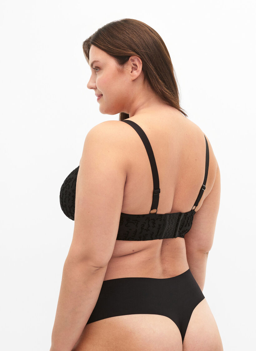 Zabudowany biustonosz z nadrukowanym napisem, Black, Model image number 1