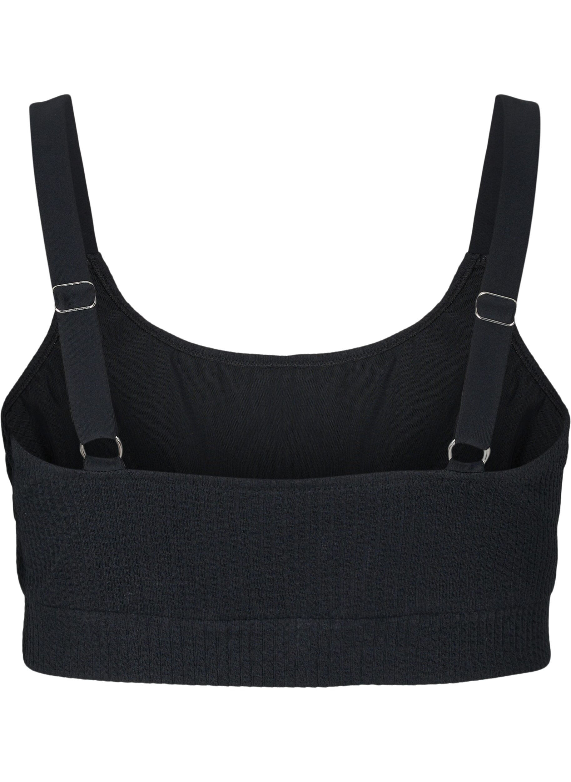 Zizzi Crepe texture bikini top, Black, Packshot image number 1